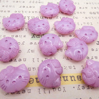 Czech Hello Kitty Glass Beads 19x18mm Opal Pink Pink Lined