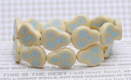 Czech Glass Sugar Skull Beads 20x17mm Ivory Opaque with Turquoise Wash