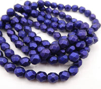 Czech Fire Polish Beads 6mm Metallic Lapis