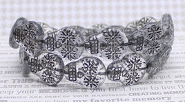 Czech Glass Sugar Skull Beads 20x17mm Crystal Transparent with Black Wash