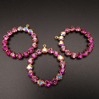 Swarovski Rhinestone Hoop Pendant with loop 30mm Pink Mix