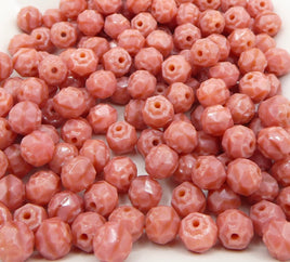 Czech Glass Cathedral Beads 6mm Opaque Coral Pink