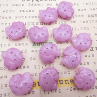 Czech Hello Kitty Glass Beads 19x18mm Opal Pink Pink Lined