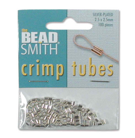 TUBE CRIMP 2.5 X 2.5MM SILVER PLATE  CD/100