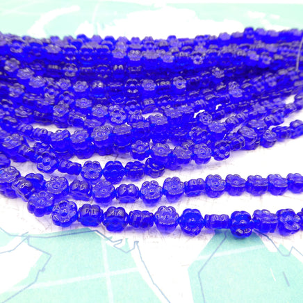 Czech Glass Daisy Beads 6mm Cobalt Blue - Bead Nerd