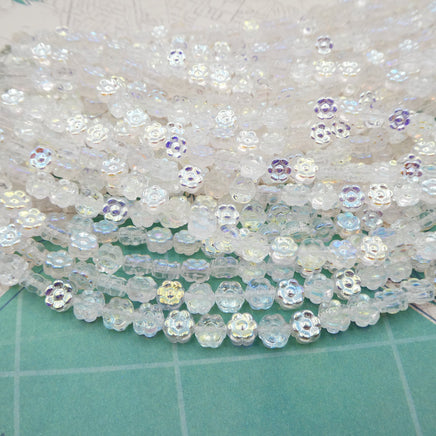 Czech Glass Daisy Beads 6mm Crystal AB - Bead Nerd