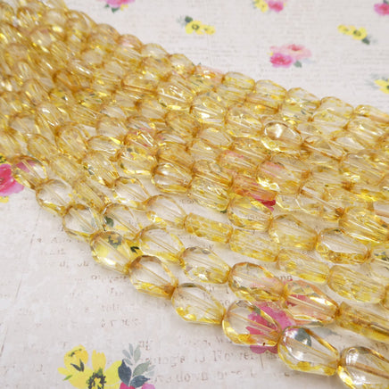 Czech Glass Faceted Flat Tear Drop Beads 13x9mm Yellow Topaz - Bead Nerd