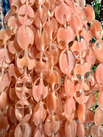 Czech Glass Oval Beads 16x12mm Coral Pink and Crystal - Bead Nerd
