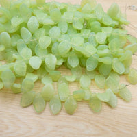 Czech Glass Side Drilled Wavy Leaf Beads 9x14mm Mint Opal - Bead Nerd