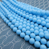 Czech Glass Smooth Round Beads 8mm Turquoise Blue - Bead Nerd