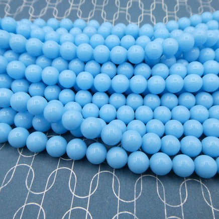 Czech Glass Smooth Round Beads 8mm Turquoise Blue - Bead Nerd