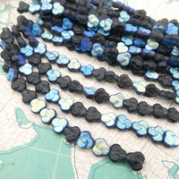 Czech Glass Trillium Beads 10x9mm Frosted Montana AB - Bead Nerd