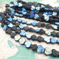 Czech Glass Trillium Beads 10x9mm Frosted Montana AB - Bead Nerd