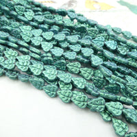 Czech Leaf Beads 10x8mm Metallic Suede Leafy Green - Bead Nerd