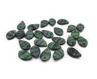 Czech Leaf Wavy Leaf Beads 13x8mm Green Black - Bead Nerd
