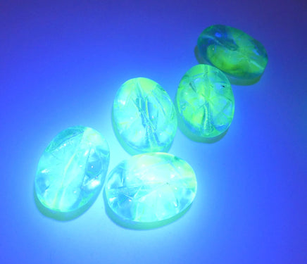 Czech Oval With Triangles Beads 17x13 mm Mix Yellow Blue - Bead Nerd