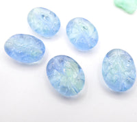 Czech Oval With Triangles Beads 17x13 mm Mix Yellow Blue - Bead Nerd