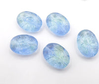 Czech Oval With Triangles Beads 17x13 mm Mix Yellow Blue - Bead Nerd