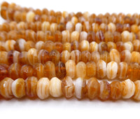 Czech Rondelle Beads 7x4mm Topaz White Swirl - Bead Nerd