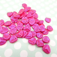 Czech Rose Petal Beads 8x7mm Opalescent Neon Pink - Bead Nerd