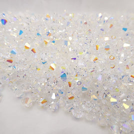 Preciosa Crystal Bicone 4mm Crystal AB - Bead Nerd