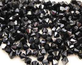 Preciosa Crystal Bicone 6mm Jet Hematite - Bead Nerd