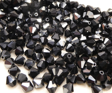 Preciosa Crystal Bicone 6mm Jet Hematite - Bead Nerd