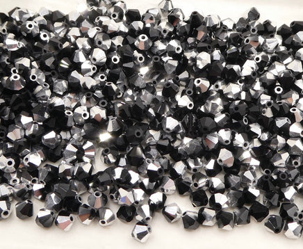 Preciosa Crystal Bicone 6mm Jet Hematite - Bead Nerd