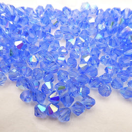 Preciosa Crystal Bicone 6mm Light Sapphire AB - Bead Nerd