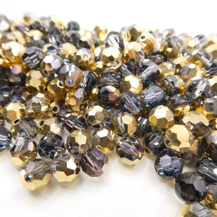 Preciosa Crystal Round 6mm Crystal Aurum Half - Bead Nerd