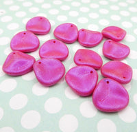 Rose Petal Beads 14x13mm Opalescent Neon Pink - Bead Nerd