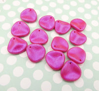 Rose Petal Beads 14x13mm Opalescent Neon Pink - Bead Nerd
