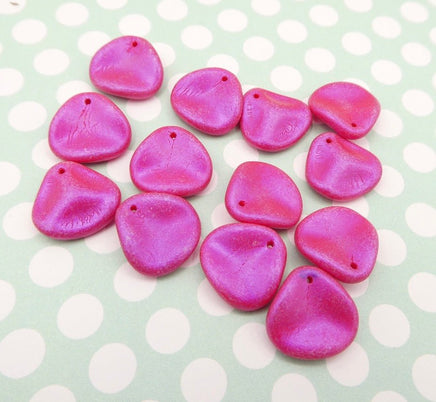 Rose Petal Beads 14x13mm Opalescent Neon Pink - Bead Nerd