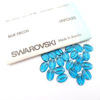 Swarovski 3219/4 Coffee Bean Bead 15x10mm Blue Zircon - Bead Nerd