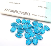 Swarovski 3219/4 Coffee Bean Bead 15x10mm Blue Zircon - Bead Nerd