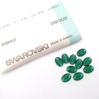Swarovski 3219/4 Coffee Bean Bead 15x10mm Emerald - Bead Nerd