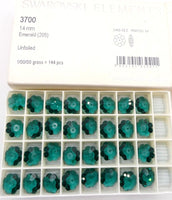Swarovski 3700 Margarita 14mm Emerald - Bead Nerd