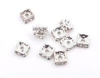 Swarovski Rhinestone Square Silver Rondelles 8mm Crystal - Bead Nerd