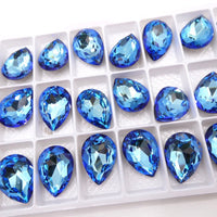 Tear Drop Crystal 18x13mm Bermuda Blue - Bead Nerd