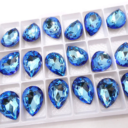 Tear Drop Crystal 18x13mm Bermuda Blue - Bead Nerd