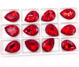Tear Drop Crystal 25x18mm Light Siam - Bead Nerd
