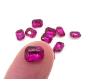 Vintage Czech Faceted Glass Octagon Cabochon 10x8mm Rubinite - Bead Nerd