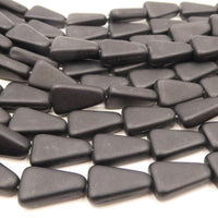 Vintage Czech Glass Triangle Beads 16x10mm Matte Black - Bead Nerd
