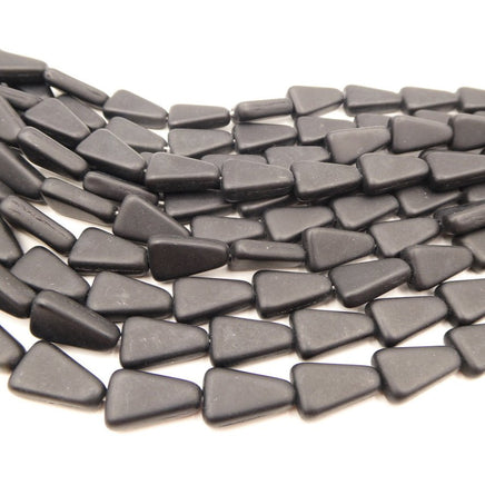 Vintage Czech Glass Triangle Beads 16x10mm Matte Black - Bead Nerd