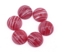 Vintage Japanese Glass Dome Round Flatback Cabochons 11mm Red Quartz - Bead Nerd
