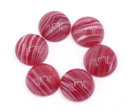Vintage Japanese Glass Dome Round Flatback Cabochons 11mm Red Quartz - Bead Nerd