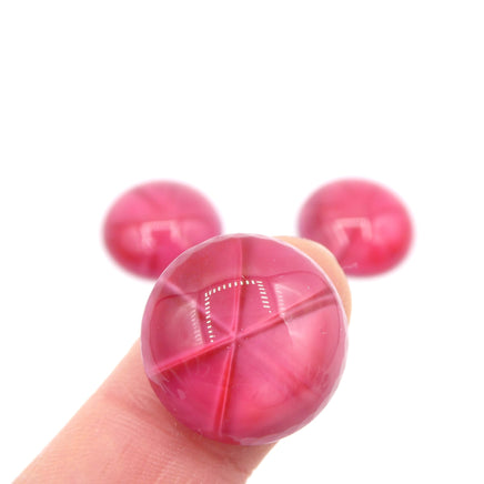 West German Dome Glass Round Flatback Cabochon 20mm Pink Moonstone Star - Bead Nerd