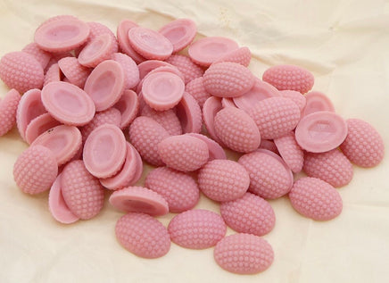 West German Dotty Glass Oval Cabochon 18x13mm Opaque Pink - Bead Nerd