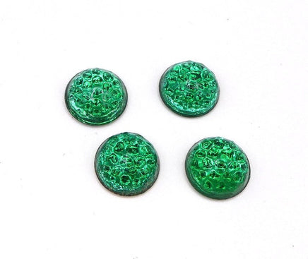 West German Reflector Dome Glass Round Cabochon 15mm Emerald - Bead Nerd