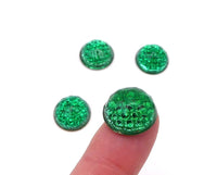 West German Reflector Dome Glass Round Cabochon 15mm Emerald - Bead Nerd